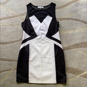 Ladida White and Black Geometric Tight Dress
